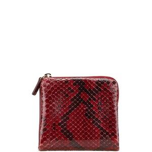 Celine L zipper bifold wallet red black python leather